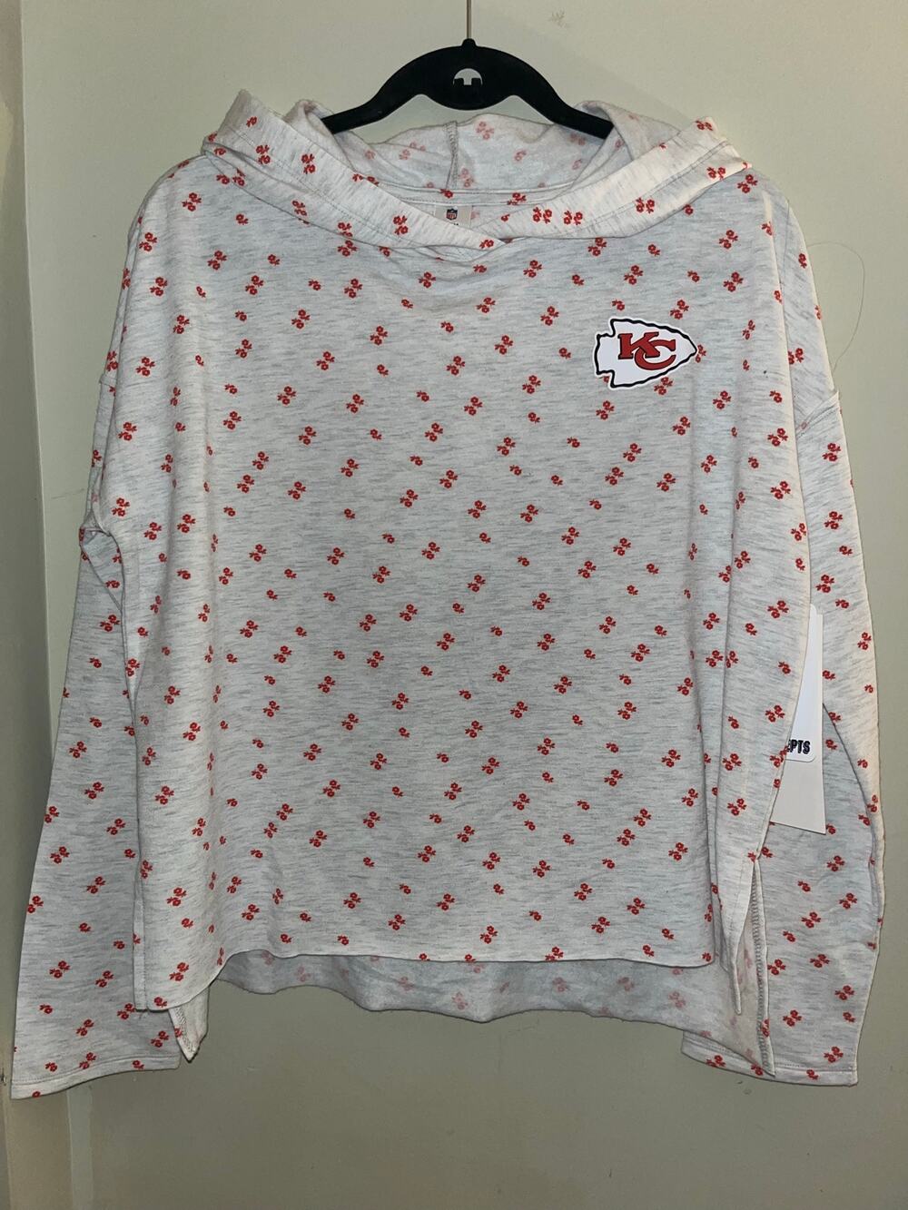 Kansas City Chiefs Women M NFL Team Apparel Sample Prototype Floral Hooded Top